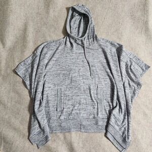 Athleta Hoodie Pullover Top Gray Short Sleeve Poncho Style Women's‎ Small